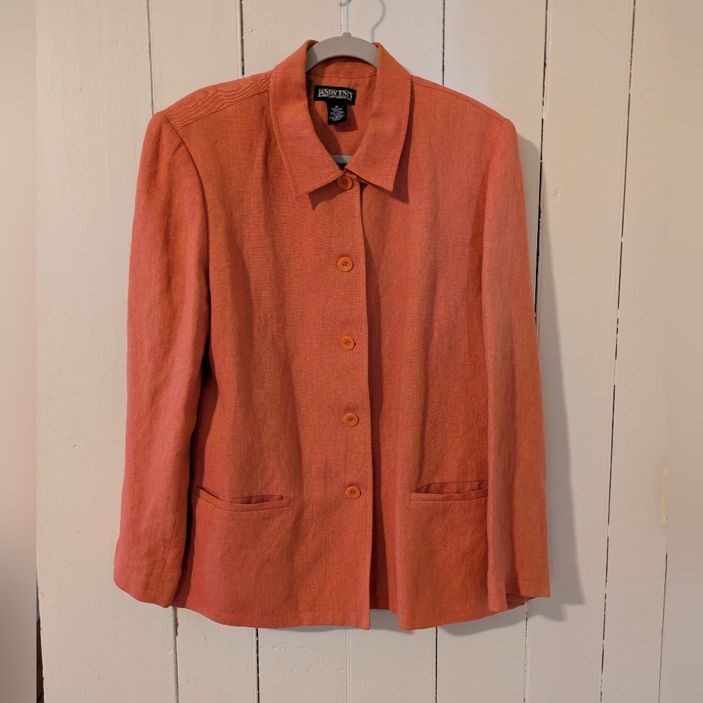 Lands End Pale Pumpkin Linen/Rayon Blazer-16